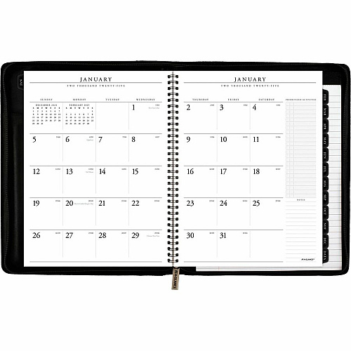 At-A-Glance Executive Appointment Book with Zipper Large - Julian Dates - Weekly, Monthly - 12 Month - January 2026 to December 2026 - 8:00 AM to 5:45 PM - Quarter-hourly - 1 Week, 1 Month Double Page Layout - 8 1/4" x 11" Sheet Size - White Sh (70NX8105)