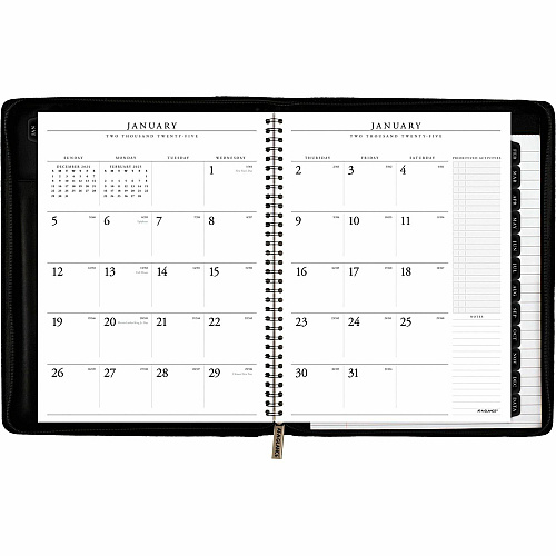 At-A-Glance Executive Appointment Book with Zipper Large - Julian Dates - Weekly, Monthly - 12 Month - January 2026 to December 2026 - 8:00 AM to 5:45 PM - Quarter-hourly - 1 Week, 1 Month Double Page Layout - 8 1/4" x 11" Sheet Size - White Sh (70NX8105)