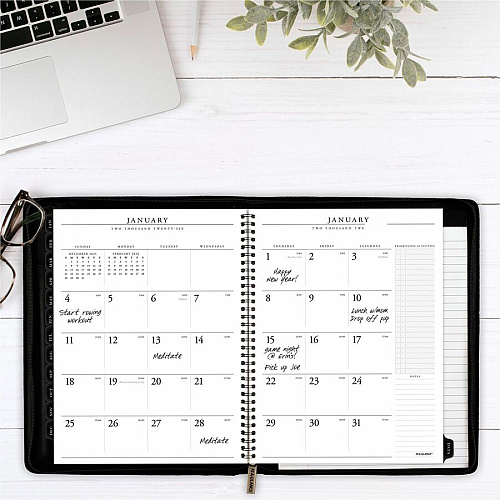 At-A-Glance Executive Appointment Book with Zipper Large - Julian Dates - Weekly, Monthly - 12 Month - January 2026 to December 2026 - 8:00 AM to 5:45 PM - Quarter-hourly - 1 Week, 1 Month Double Page Layout - 8 1/4" x 11" Sheet Size - White Sh (70NX8105)