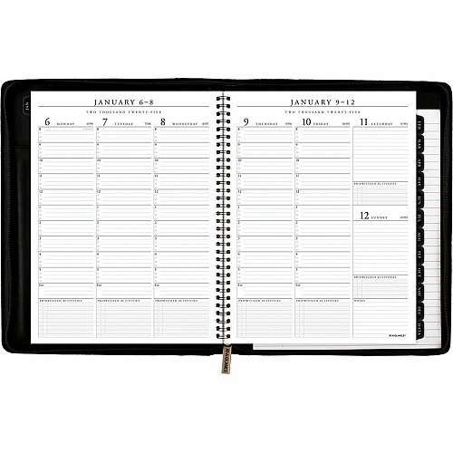 At-A-Glance Executive Appointment Book with Zipper Large - Julian Dates - Weekly, Monthly - 12 Month - January 2026 to December 2026 - 8:00 AM to 5:45 PM - Quarter-hourly - 1 Week, 1 Month Double Page Layout - 8 1/4" x 11" Sheet Size - White Sh (70NX8105)