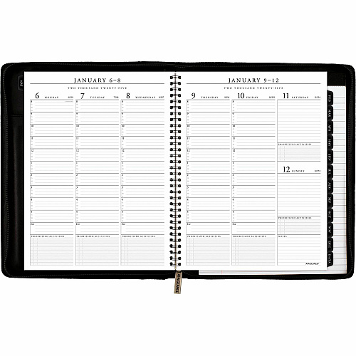 At-A-Glance Executive Appointment Book with Zipper Large - Julian Dates - Weekly, Monthly - 12 Month - January 2026 to December 2026 - 8:00 AM to 5:45 PM - Quarter-hourly - 1 Week, 1 Month Double Page Layout - 8 1/4" x 11" Sheet Size - White Sh (70NX8105)