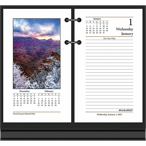 At-A-Glance Photographic Loose-Leaf Desk Calendar Refill Standard - Julian Dates - Daily - 12 Month - January 2026 to December 2026 - 1 Day Double Page Layout - 3 1/2" x 6" Sheet Size - White Sheet - 2-ring - Desktop, Desk - Paper - Ruled, Refere (E41750)