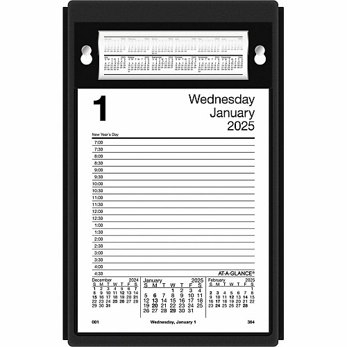 At-A-Glance Pad Style Desk Pad Calendar Refill Large - Julian Dates - Daily - 12 Month - January 2026 to December 2026 - 7:00 AM to 4:30 PM - Half-hourly - 1 Day Double Page Layout - 5" x 8" Sheet Size - White Sheet - Desktop, Desk - White - Pape (E45850)