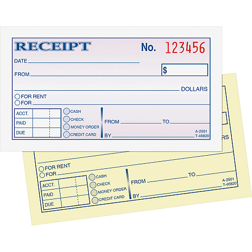Adams Money/rent Receipt Books 50 Sheet(s) - Tape Bound - 2 Part - 2.75" x 5.37" Form Size - White - Assorted Sheet(s) - 1 Each (DC2501)
