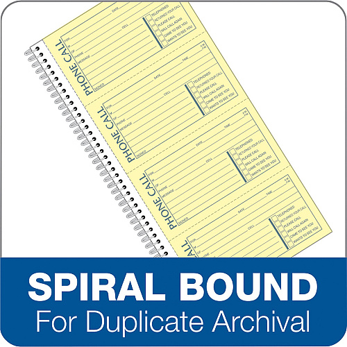 Adams Spiral Bound Phone Message Books 400 Sheet(s) - Spiral Bound - 2 Part - 5.25" x 11" Sheet Size - Assorted Sheet(s) - Recycled - 1 Each (SC1154D)