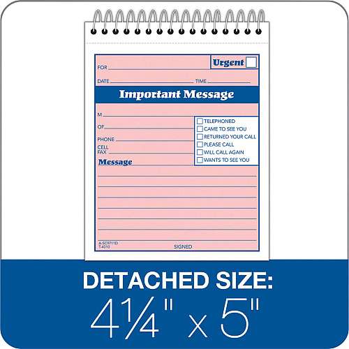 Adams Spiral-bound Phone Message Booklet 50 Sheet(s) - Spiral Bound - 4" x 5.50" Sheet Size - 1 Each (SC9711D)