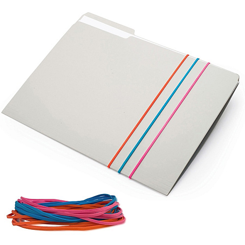 Brites File Bands Size: #117B - 7" Length x 0.1" Width - Reusable, Elastic, Stretchable, Latex-free, Freezer Safe, Microwave Safe, Durable - Pink, Blue, Orange - 50 / Pack (07800)