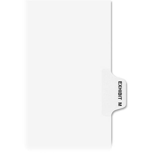 Avery&reg; Individual Legal Exhibit Dividers - Avery Style 1 Printed Tab(s) - Character - M - 8.5" Divider Width x 11" Divider Length - Letter - White Paper Divider - Paper Tab(s) - 20% Recycled - Reinforced Tab, Rip Proof, Unpunched - 25 / Pack (01383)