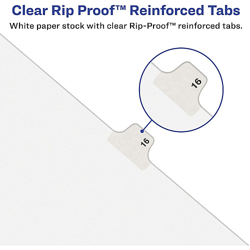 Avery&reg; Individual Legal Exhibit Dividers - Avery Style 25 x Divider(s) - Printed Tab(s) - Character - H - 1 Tab(s)/Set - 8.5" Divider Width x 11" Divider Length - Letter - White Paper Divider - White Tab(s) - 20% Recycled - Reinforced Tab, Rip (01408)