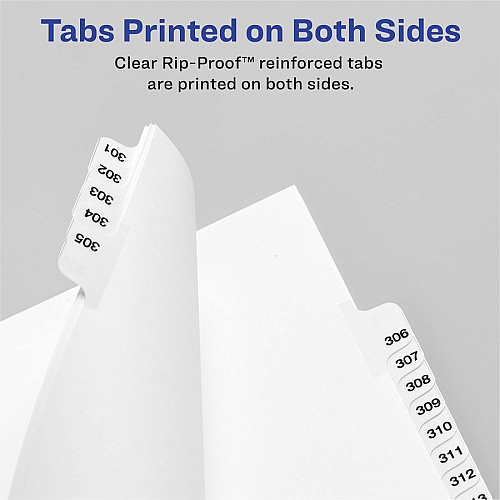 Avery&reg; Individual Legal Exhibit Dividers - Avery Style 25 x Divider(s) - Printed Tab(s) - Character - H - 1 Tab(s)/Set - 8.5" Divider Width x 11" Divider Length - Letter - White Paper Divider - White Tab(s) - 20% Recycled - Reinforced Tab, Rip (01408)