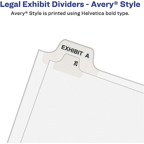 Avery&reg; Individual Legal Exhibit Dividers - Avery Style 25 x Divider(s) - Printed Tab(s) - Character - H - 1 Tab(s)/Set - 8.5" Divider Width x 11" Divider Length - Letter - White Paper Divider - White Tab(s) - 20% Recycled - Reinforced Tab, Rip (01408)