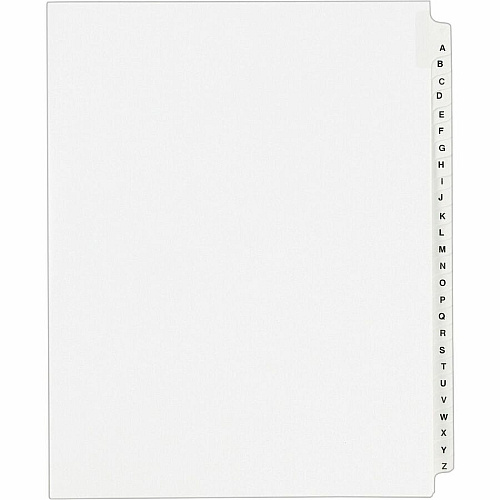 Avery&reg; Individual Legal Exhibit Dividers - Avery Style 25 x Divider(s) - Printed Tab(s) - Character - H - 1 Tab(s)/Set - 8.5" Divider Width x 11" Divider Length - Letter - White Paper Divider - White Tab(s) - 20% Recycled - Reinforced Tab, Rip (01408)