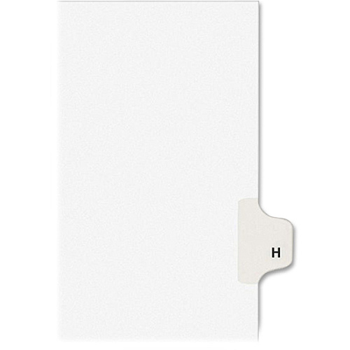 Avery&reg; Individual Legal Exhibit Dividers - Avery Style 25 x Divider(s) - Printed Tab(s) - Character - H - 1 Tab(s)/Set - 8.5" Divider Width x 11" Divider Length - Letter - White Paper Divider - White Tab(s) - 20% Recycled - Reinforced Tab, Rip (01408)
