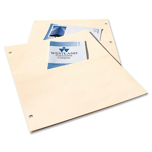 Avery&reg; Untabbed Double Pocket Dividers 11.1" Height x 9.3" Width - 2 x Pockets Capacity - For Letter 8 1/2" x 11" Sheet - Ring Binder - Rectangular - Buff - 5 / Pack (03075)