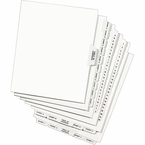 Avery&reg; Individual Bottom Tab Legal Dividers 25 x Divider(s) - Bottom Tab(s) - Exhibit Z - 1 Tab(s)/Set - 8.5" Divider Width x 11" Divider Length - Letter - 8.50" Width x 11" Length - White Paper Divider - 20% Recycled - 25 / Pack (12399)