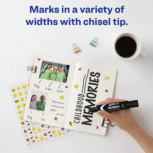 Avery&reg; Marks A Lot Jumbo Washable Marker Chisel Marker Point - Washable - Black Ink - Water Based - Black Barrel - 1 Each (24158)