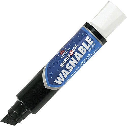 Avery&reg; Marks A Lot Jumbo Washable Marker Chisel Marker Point - Washable - Black Ink - Water Based - Black Barrel - 1 Each (24158)
