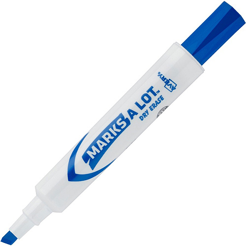 Avery&reg; Marks A Lot Desk-Style Dry Erase Marker 5 mm Chisel Marker Point - Erasable - Washable - Blue Ink - Dry - White Barrel - Home, Classroom, Office, School, Document, Writing (24406)