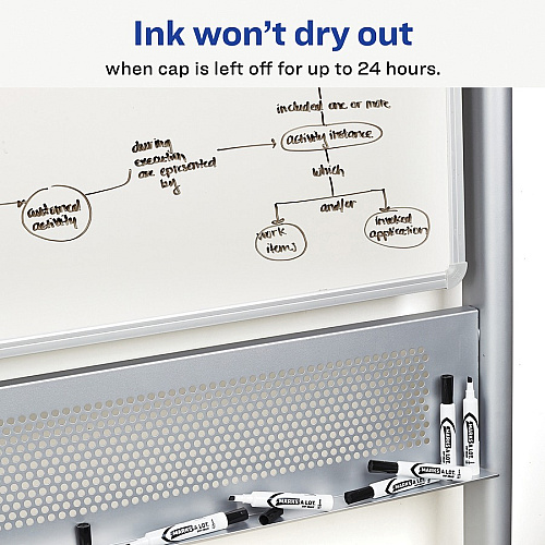 Avery&reg; Marks A Lot Desk-Style Dry Erase Marker 5 mm Chisel Marker Point - Erasable - Washable - Blue Ink - Dry - White Barrel - Home, Classroom, Office, School, Document, Writing (24406)