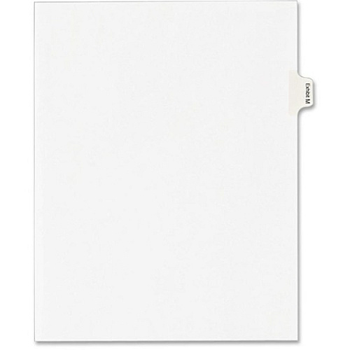 Avery&reg; Index Divider 25 x Divider(s) - Side Tab(s) - Exhibit M - 1 Tab(s)/Set - 8.5" Divider Width x 11" Divider Length - Legal - 8.50" Width x 11" Length - White Paper Divider - 20% Recycled - 25 / Pack (82119)
