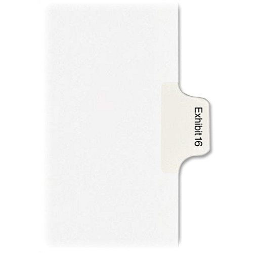 Avery&reg; Index Divider 25 x Divider(s) - Side Tab(s) - Exhibit 16 - 1 Tab(s)/Set - 8.5" Divider Width x 11" Divider Length - Legal - 8.50" Width x 11" Length - White Paper Divider - 20% Recycled - 25 / Pack (82148)