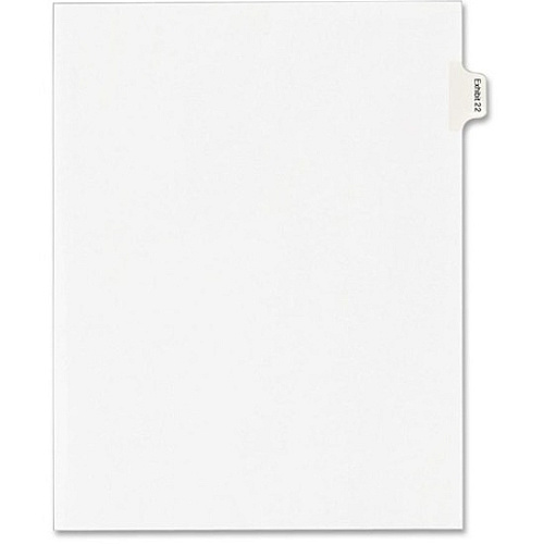 Avery&reg; Index Divider 25 x Divider(s) - Side Tab(s) - Exhibit 22 - 1 Tab(s)/Set - 8.5" Divider Width x 11" Divider Length - Legal - 8.50" Width x 11" Length - White Paper Divider - 20% Recycled - 25 / Pack (82154)