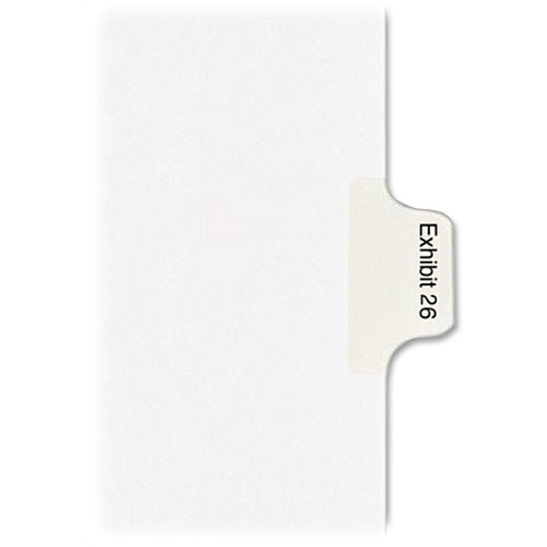 Avery&reg; Index Divider 25 x Divider(s) - Side Tab(s) - Exhibit 26 - 1 Tab(s)/Set - 8.5" Divider Width x 11" Divider Length - Letter - 8.50" Width x 11" Length - White Paper Divider - 20% Recycled - 25 / Pack (82158)