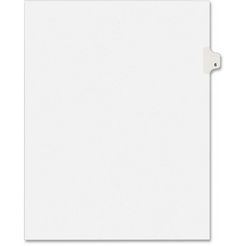 Avery&reg; Alllstate Style Individual Legal Dividers 25 x Divider(s) - Side Tab(s) - 6 - 1 Tab(s)/Set - 8.5" Divider Width x 11" Divider Length - Letter - 8.50" Width x 11" Length - White Paper Divider - 20% Recycled - 25 / Pack (82204)