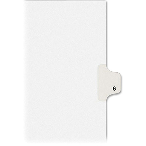 Avery&reg; Alllstate Style Individual Legal Dividers 25 x Divider(s) - Side Tab(s) - 6 - 1 Tab(s)/Set - 8.5" Divider Width x 11" Divider Length - Letter - 8.50" Width x 11" Length - White Paper Divider - 20% Recycled - 25 / Pack (82204)