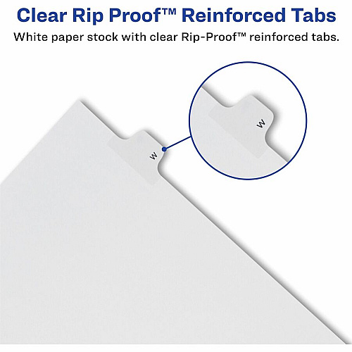Avery&reg; Alllstate Style Individual Legal Dividers 25 x Divider(s) - Side Tab(s) - 21 - 1 Tab(s)/Set - 8.5" Divider Width x 11" Divider Length - Letter - 8.50" Width x 11" Length - Paper Divider - White Tab(s) - 20% Recycled - 25 / Pack (82219)