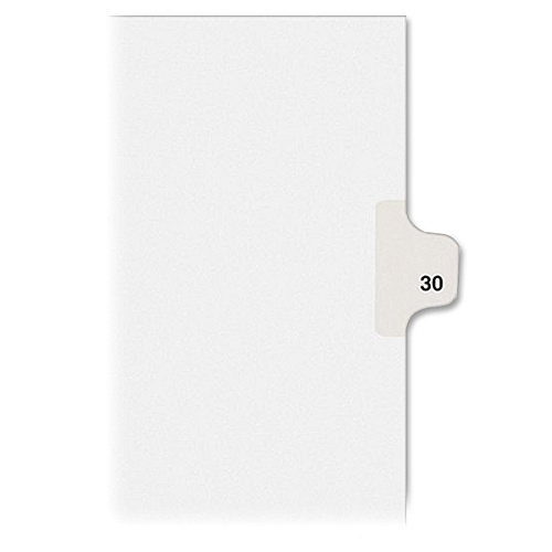 Avery&reg; Alllstate Style Individual Legal Dividers 25 x Divider(s) - Side Tab(s) - 30 - 1 Tab(s)/Set - 8.5" Divider Width x 11" Divider Length - Letter - 8.50" Width x 11" Length - Paper Divider - White Tab(s) - 20% Recycled - 25 / Pack (82228)
