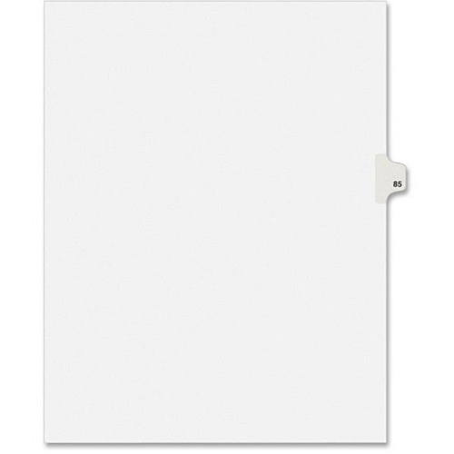 Avery&reg; Alllstate Style Individual Legal Dividers 25 x Divider(s) - Side Tab(s) - 85 - 1 Tab(s)/Set - 8.5" Divider Width x 11" Divider Length - Letter - 8.50" Width x 11" Length - White Paper Divider - 20% Recycled - 25 / Pack (82283)