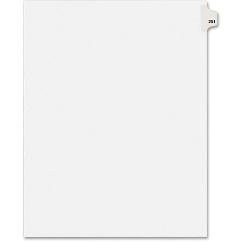 Avery&reg; Side Tab Individual Legal Dividers 25 x Divider(s) - Side Tab(s) - 251 - 1 Tab(s)/Set - 8.5" Divider Width x 11" Divider Length - Letter - 8.50" Width x 11" Length - White Paper Divider - 20% Recycled - 25 / Pack (82467)