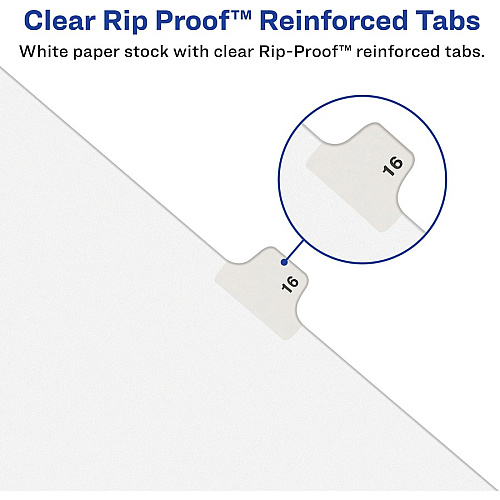Avery&reg; Side Tab Individual Legal Dividers 25 x Divider(s) - Side Tab(s) - 255 - 1 Tab(s)/Set - 8.5" Divider Width x 11" Divider Length - Letter - 8.50" Width x 11" Length - White Paper Divider - 20% Recycled - 25 / Pack (82471)