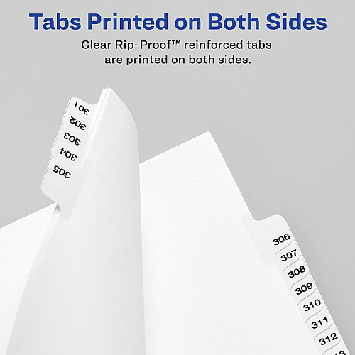 Avery&reg; Side Tab Individual Legal Dividers 25 x Divider(s) - Side Tab(s) - 258 - 1 Tab(s)/Set - 8.5" Divider Width x 11" Divider Length - Letter - 8.50" Width x 11" Length - White Paper Divider - 20% Recycled - 25 / Pack (82474)