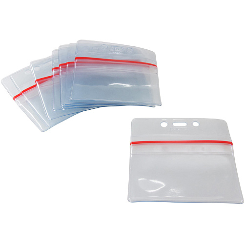 SICURIX Sealable ID Badge Holder Support 3.75" x 2.62" Media - Horizontal - Vinyl - Clear - Zipper Lock - 50 / Pack (47830)