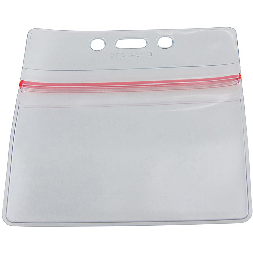 SICURIX Sealable ID Badge Holder Support 3.75" x 2.62" Media - Horizontal - Vinyl - Clear - Zipper Lock - 50 / Pack (47830)