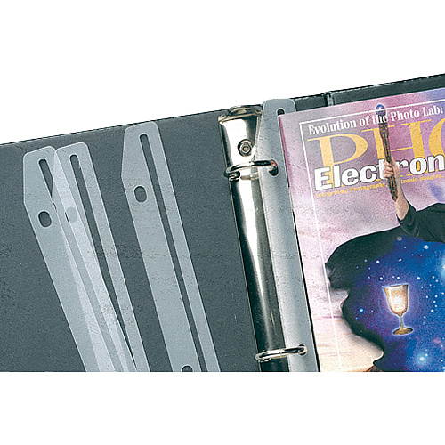 Baumgartens Magazine/Catalog Organizer Strips 11.6" Length - 3 x Holes - 3 x Rings - Ring Binder - White, Clear - Plastic - 12 / Pack (JT9000)