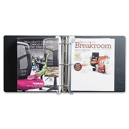 Baumgartens Magazine/Catalog Organizer Strips 11.6" Length - 3 x Holes - 3 x Rings - Ring Binder - White, Clear - Plastic - 12 / Pack (JT9000)