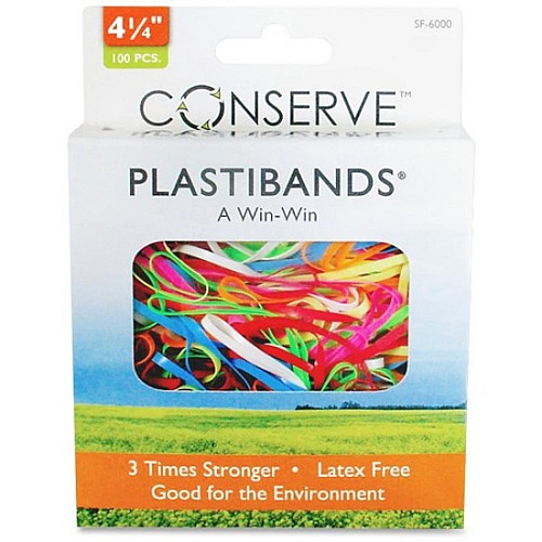 Conserve Plastibands 4.3" Length - Latex-free, Strong - Polyurethane - Assorted - 100 / Box (SF6000)