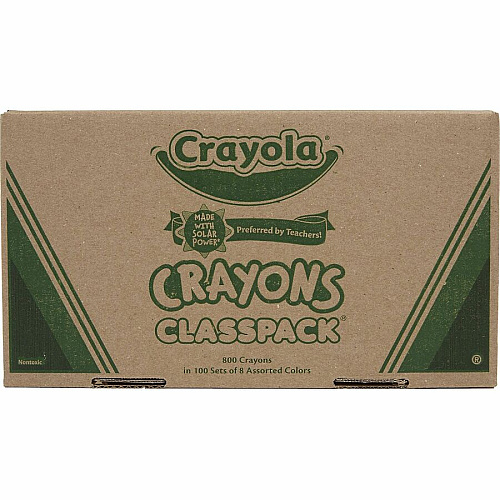 Crayola 8-Color Crayon Classpack Red, Blue, Yellow, Orange, Green, Purple, Brown, Black, Violet - 800 / Box (528008)