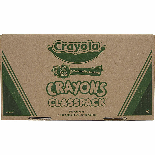 Crayola 8-Color Crayon Classpack Red, Blue, Yellow, Orange, Green, Purple, Brown, Black, Violet - 800 / Box (528008)