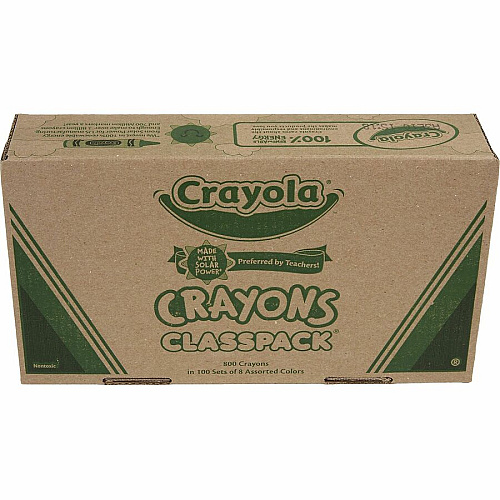 Crayola 8-Color Crayon Classpack Red, Blue, Yellow, Orange, Green, Purple, Brown, Black, Violet - 800 / Box (528008)