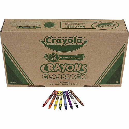 Crayola 8-Color Crayon Classpack Red, Blue, Yellow, Orange, Green, Purple, Brown, Black, Violet - 800 / Box (528008)