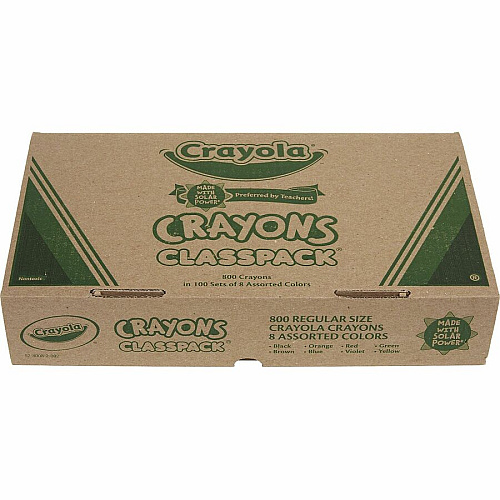 Crayola 8-Color Crayon Classpack Red, Blue, Yellow, Orange, Green, Purple, Brown, Black, Violet - 800 / Box (528008)