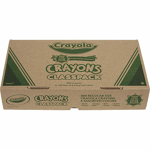 Crayola 8-Color Crayon Classpack Red, Blue, Yellow, Orange, Green, Purple, Brown, Black, Violet - 800 / Box (528008)