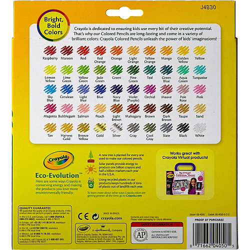 Crayola Presharpened Colored Pencils 3.3 mm Assorted Lead - Wood Barrel - 50 / Set (684050)