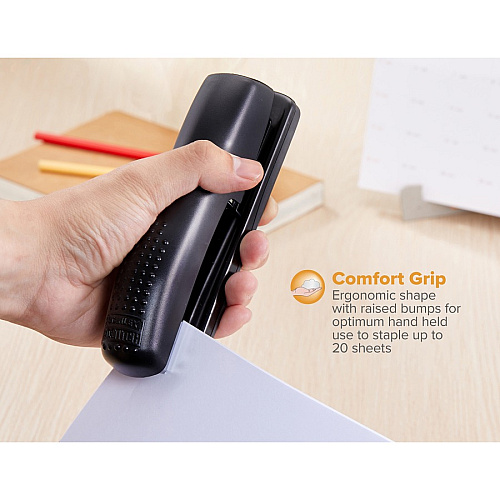 Bostitch Ergonomic Desktop Stapler Staples Upto 20 Sheet - Holds Upto 210 Staple - Full Strip - Black - Metal, Rubber - 1 Each (02257)