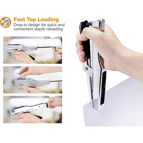 Bostitch Plier Stapler Staples Upto 20 Sheet - Holds Upto 210 Staple - Full Strip - Staple Size: 0.25" - 2.50" Throat Depth - Chrome - Metal - 1 Each (P3CHROME)