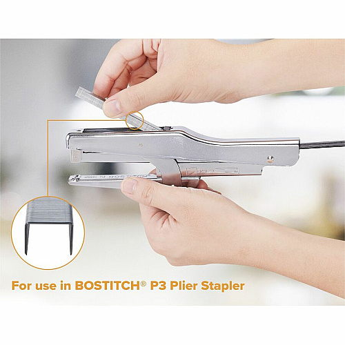 Bostitch P3 Plier Stapler Specialty Staples 1/4" Leg - 5/16" Crown - Chisel Point - Silver - High Carbon Steel - 1.1" Height x 1.7" Width x 4.2" Length - 210 Per Strip - 5000 / Box (SP1914)
